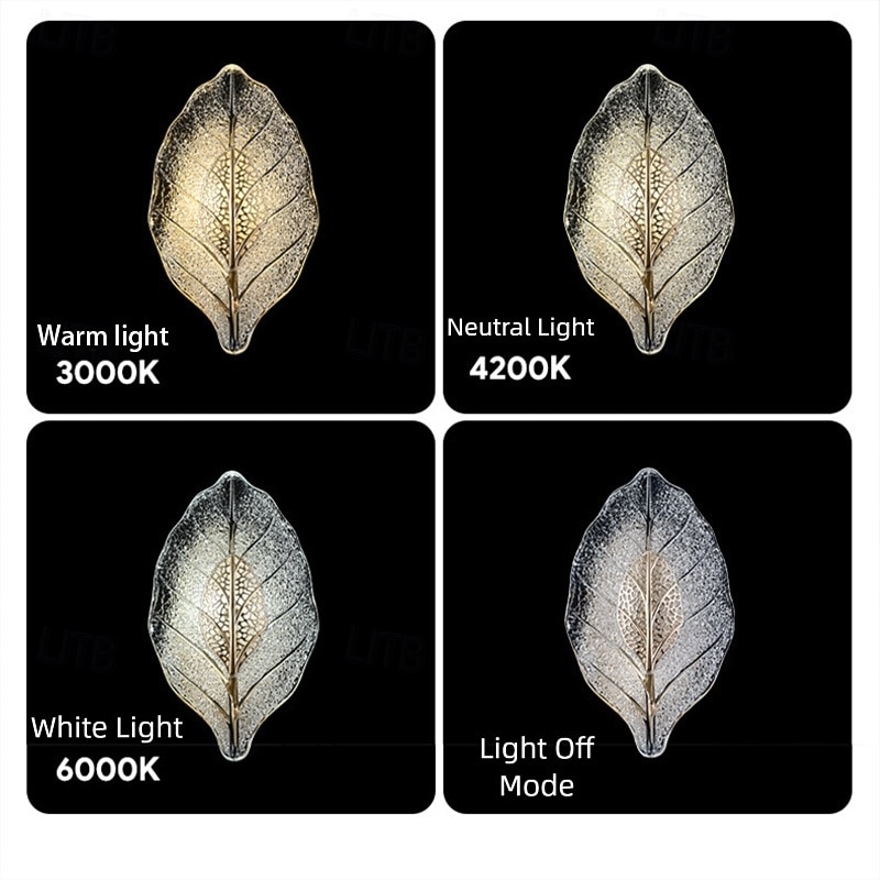 Gold LED wall lights, modern wall lights, bionic leaf vanity lamps for bathroom, bedside table wall lamp, perfect for bedroom, living room 2026 - $138.99 –P5