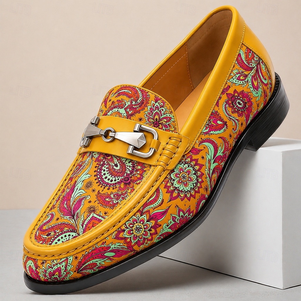 Mocassini da uomo di lusso con motivo paisley e morsetto – scarpe eleganti slip-on in vera pelle per lavoro, matrimoni, feste e per gentiluomini attenti alla moda. del 2026 a $109.99 –P1