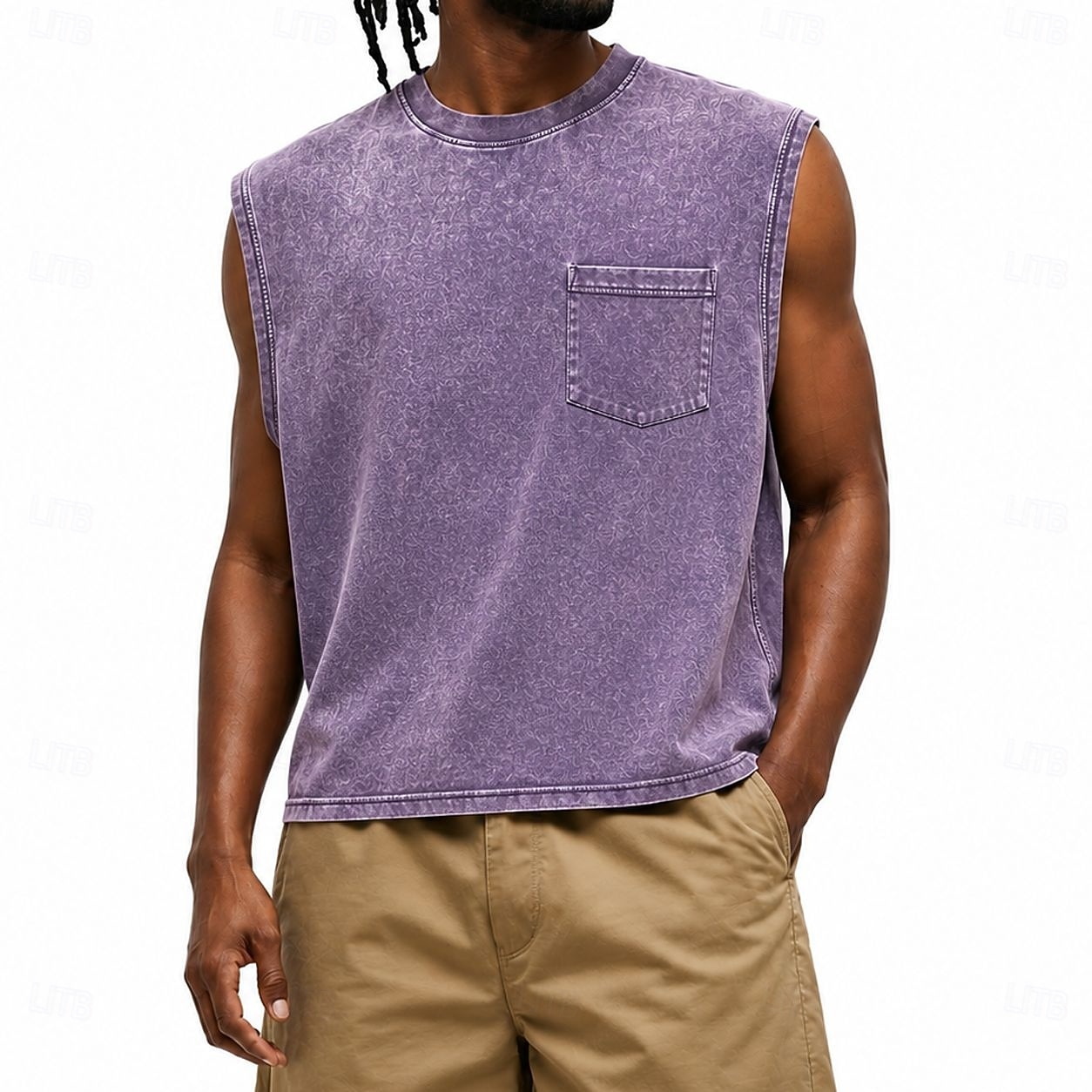 Men's Tank Top Vest Top 100% Cotton Acid Wash Shirt Sleeveless Crew Neck Hooded Zip Summer Spring Plain Fashion Designer Basic Plain Casual Vacation Street Black Purple Light Blue Top Tee for Men 2026 - $31.99 –P10