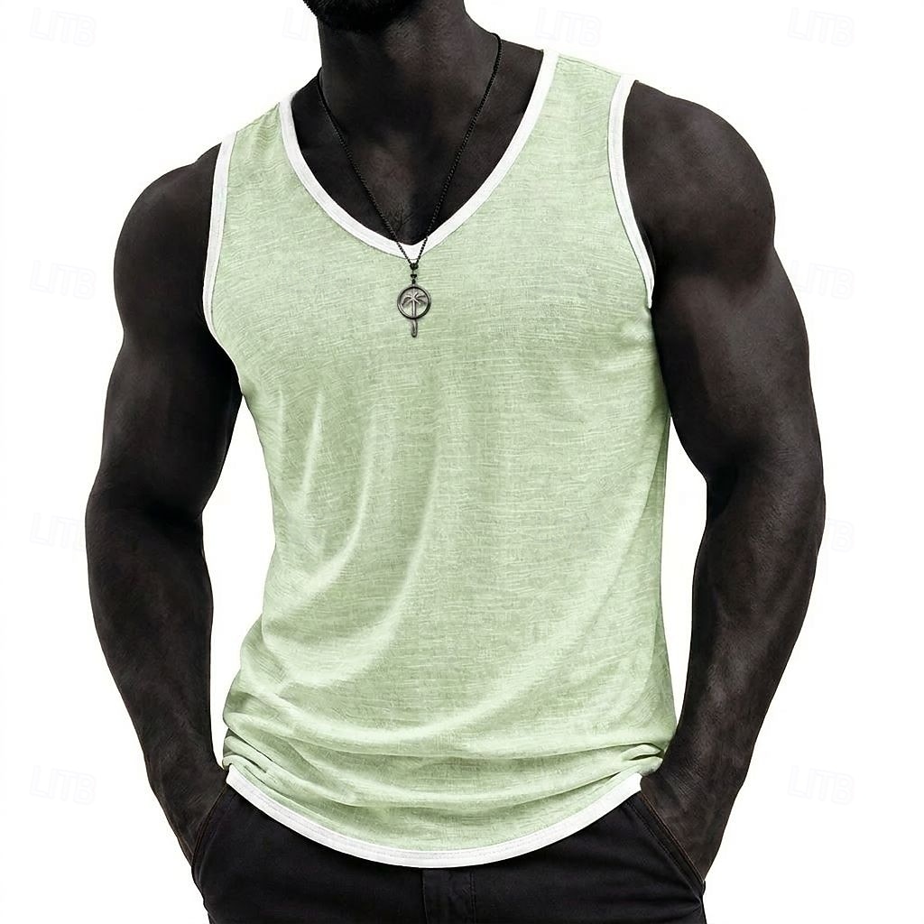 Per uomo Maglietta di cotone Maglietta senza maniche Senza Maniche Scollo a V Estate Semplice Moda Essenziale Casual Snello Morbido Casuale Spiaggia Vacanza Bianco Nero Blu Maglietta Top per Uomo del 2026 a $14.99 –P9