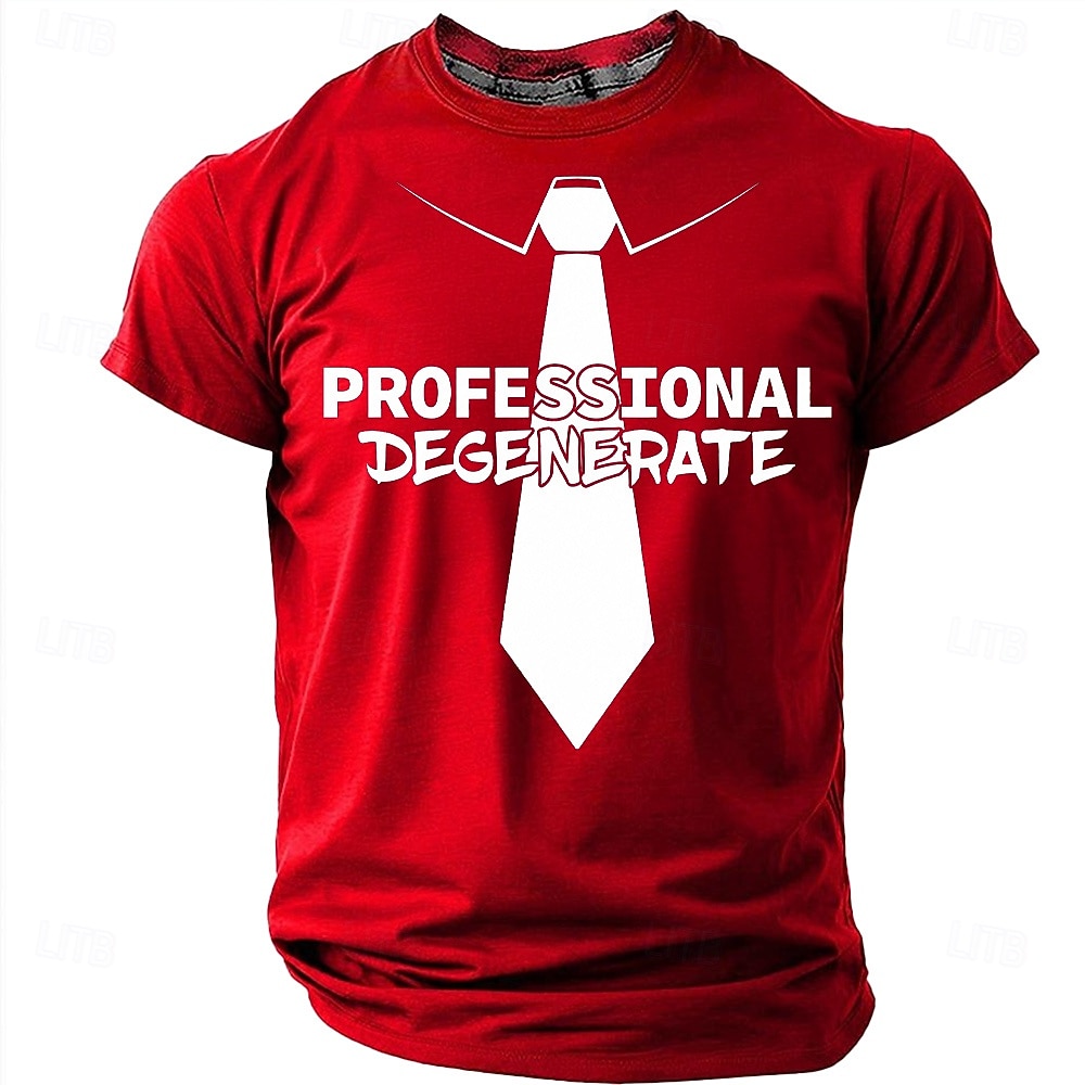 Men's Professional Degenerate Tie Funny Sarcastic Graphic T-Shirt Casual Crew Neck Short Sleeve Tee Shirt Designer Clothing Apparel S M L XL XXL XXXL 2026 - $19.99 –P8