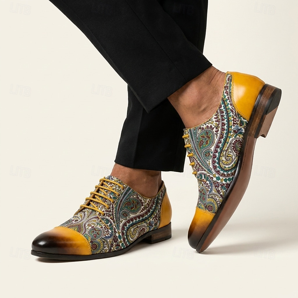 Elegant Paisley Oxford Dress Shoes – Genuine Leather Luxury Formal Footwear for Business Events, Weddings & Evening Parties 2026 - $109.99 –P2