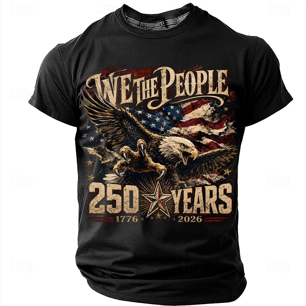 Herren 250. Jubiläum Patriotische Adler American Flag 1776 2026 Graphic T-Shirt Kurzarm Rundhals Sommer Street Top 2026 - $19.99 –P2