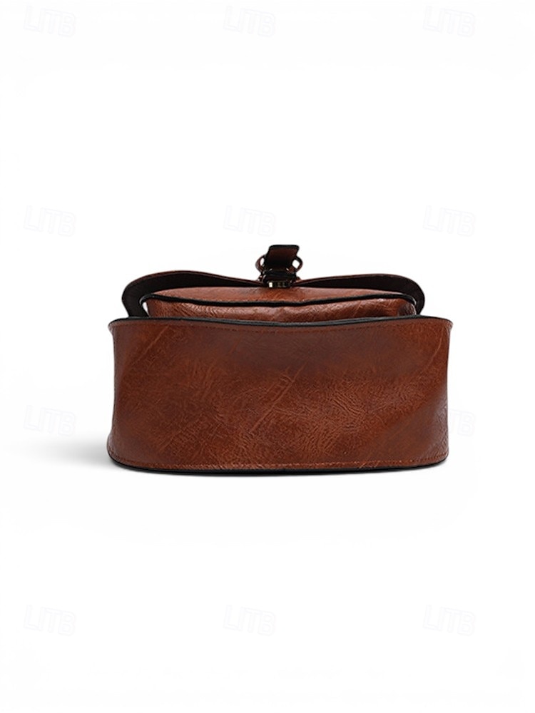 Retro-Umhängetasche aus braunem Kunstleder für Damen im Boho-Vintage-Stil mit verstellbarem Riemen – ideal für Freizeit, Reisen und Sommer. 2026 - $18.99 –P6