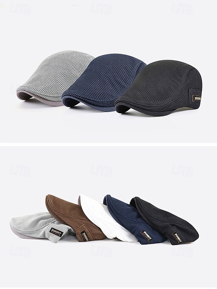 Men's Breathable Mesh Flat Cap Hat, Adjustable Polyester Summer Hat, Lightweight Casual Classic Travel Headwear, Multi-Color Summer Outdoor Sun Protection Cap 2026 - $14.99 –P4