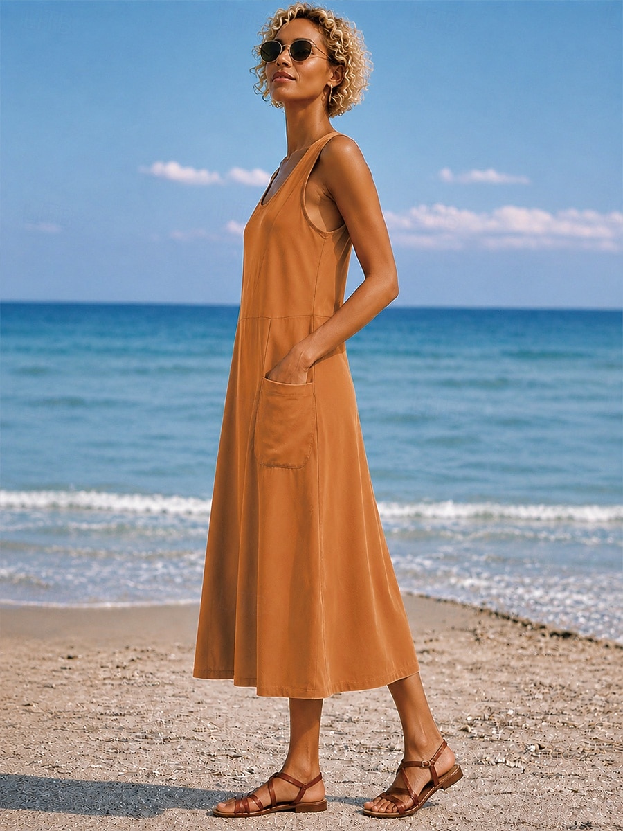 Per donna Abito maxi Abito a Tubino Vestito Estivo Casual Quotidiano Vestibilità comoda Semplice Senza Maniche Girocollo Blu Nero Bianco Verde chiaro Estate Primavera Autunno del 2026 a $21.99 –P3