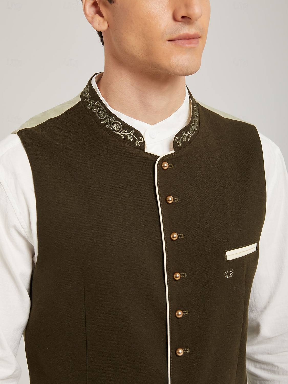Oktoberfest Chaleco tradicional Chaleco tradicional bávaro Bordado Terciopelo Escote Chino Collar mandarín Alemán alpino Herencia prados Hombre Carnaval Festival de Cerveza Paño de estilo tradicional 2026 - $80.99 –P3