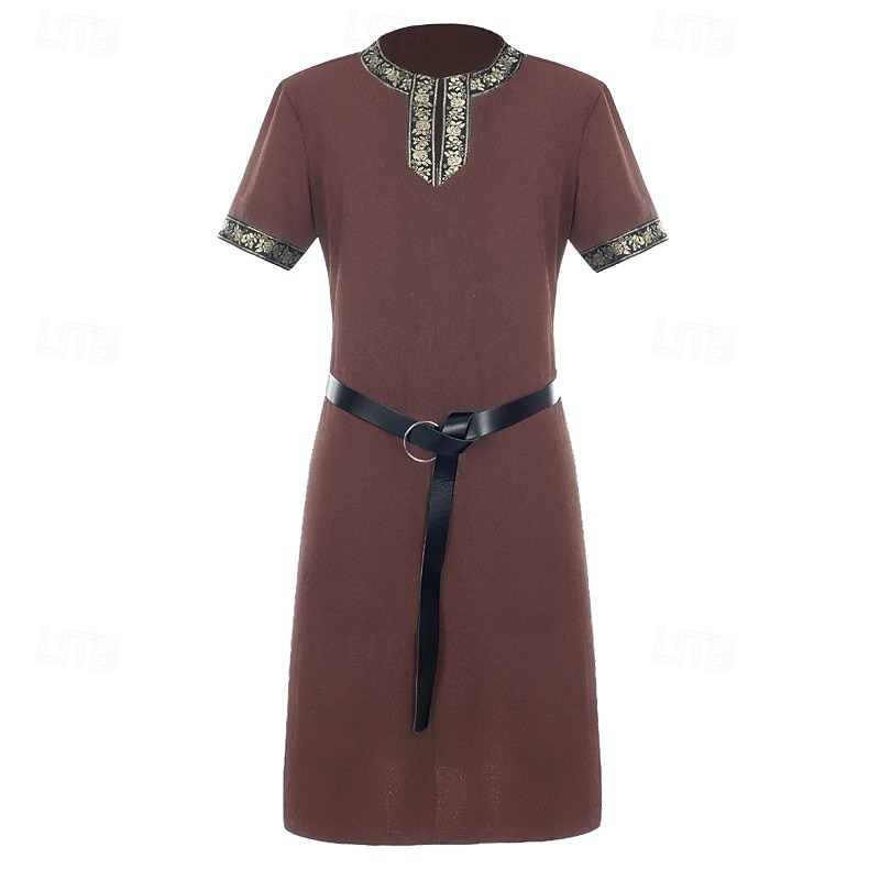 Set Retro Vintage Medieval Renaissance Waist Belt Tunic with Accessories Short Sleeves Pirate Viking Fancy Dress Men's Viking Halloween Carnival Renaissance Fair LARP Adults Belt T-shirt 2026 - $46.99 –P4