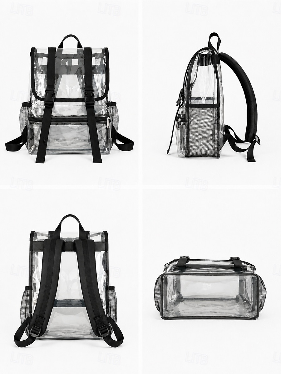 Heavy Duty Clear Backpack Stadium Approved - Transparent PVC School Bag with Dual Buckles & Mesh Pockets for Students, Work, and Travel 2026 - $24.99 –P3