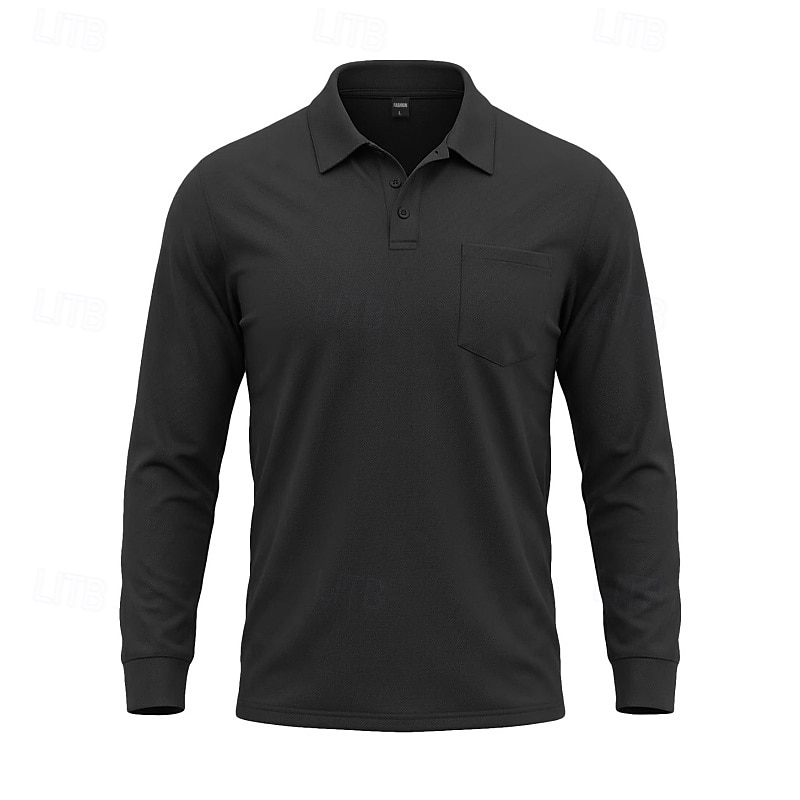 Per uomo Tinta unita Maglietta sportiva Polo da golf Maglia da tennis Maglietta da tennis Manica Lunga Tasca Bottoni Leggero Elastico Traspirante Tennis Golf Corsa Colletto a Camicia Top Bianco Cachi del 2026 a $7.99 –P18