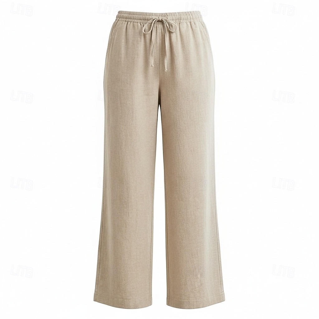 női bő szárú vászon culotte középderekú, teljes hosszúságú, húzózsinóros, zsebes, vakációs bordó, mélyzöld 2026 - $49.99 –P20