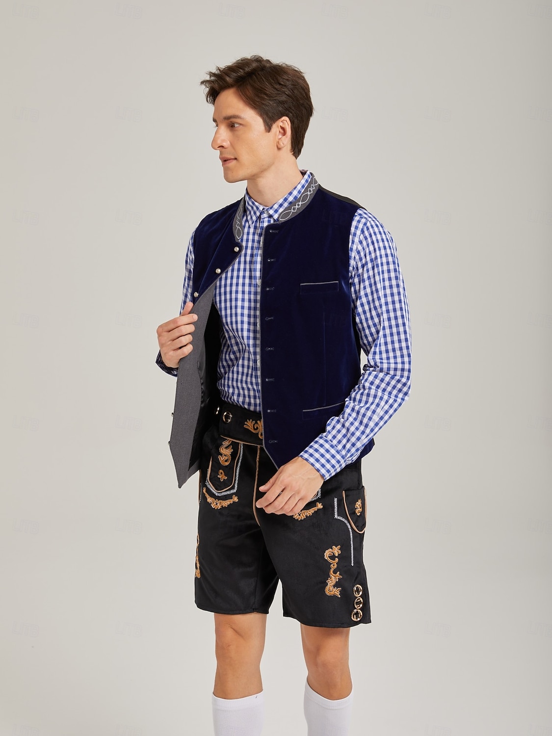 Oktoberfest Trachten Waistcoat Traditional Bavarian Vest Embroidery Velvet Stand Collar Mandarin Collar German Alpine Heritage Wiesn Men's Carnival Beer Festival Traditional Style Cloth 2026 - $69.99 –P8