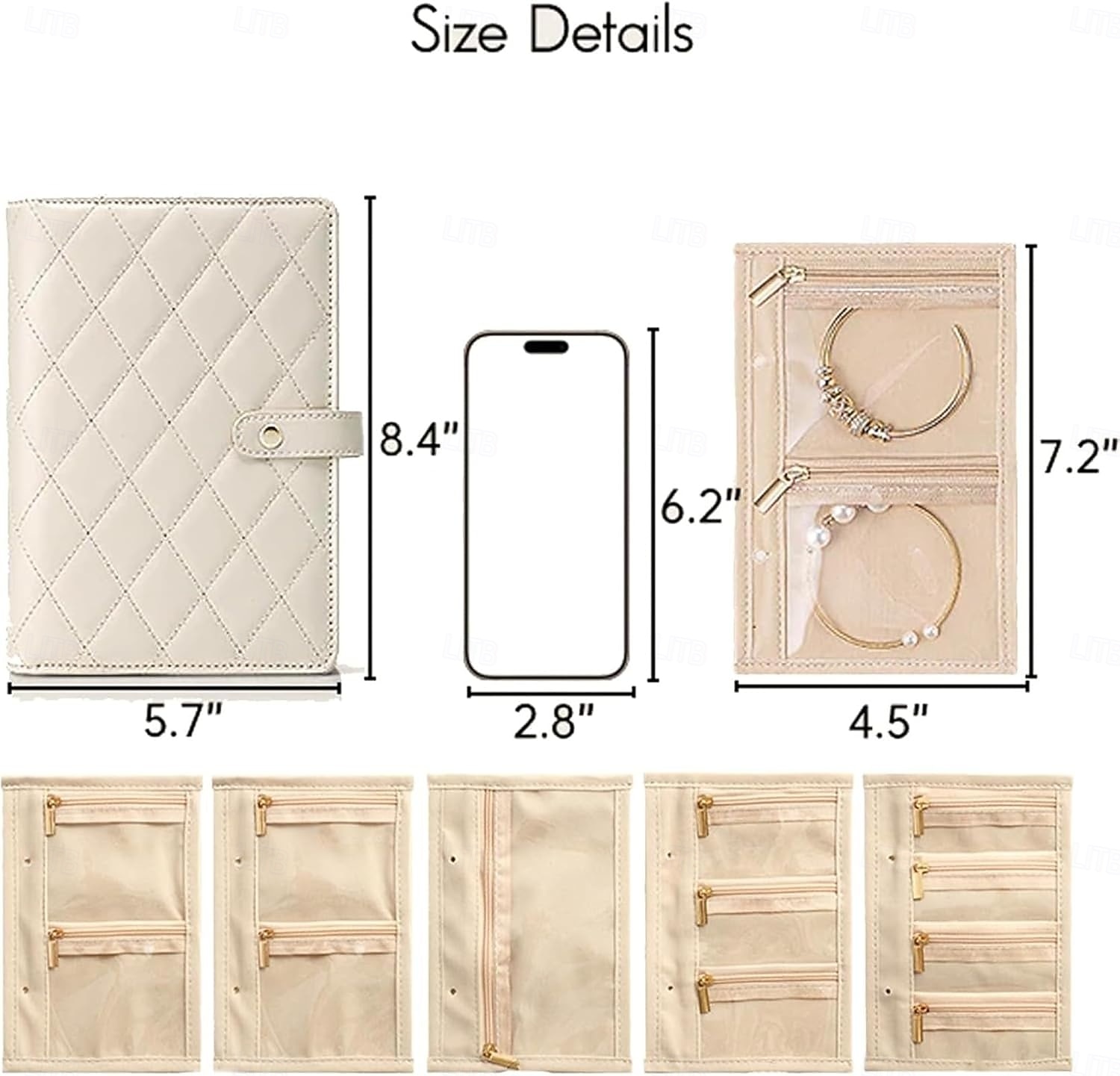 Astuccio da viaggio per gioielli, pratico astuccio in pelle per gioielli da donna, con 5 pochette in velluto rimovibili per orecchini, anelli, collane e accessori da viaggio anti-groviglio. del 2026 a $19.99 –P12