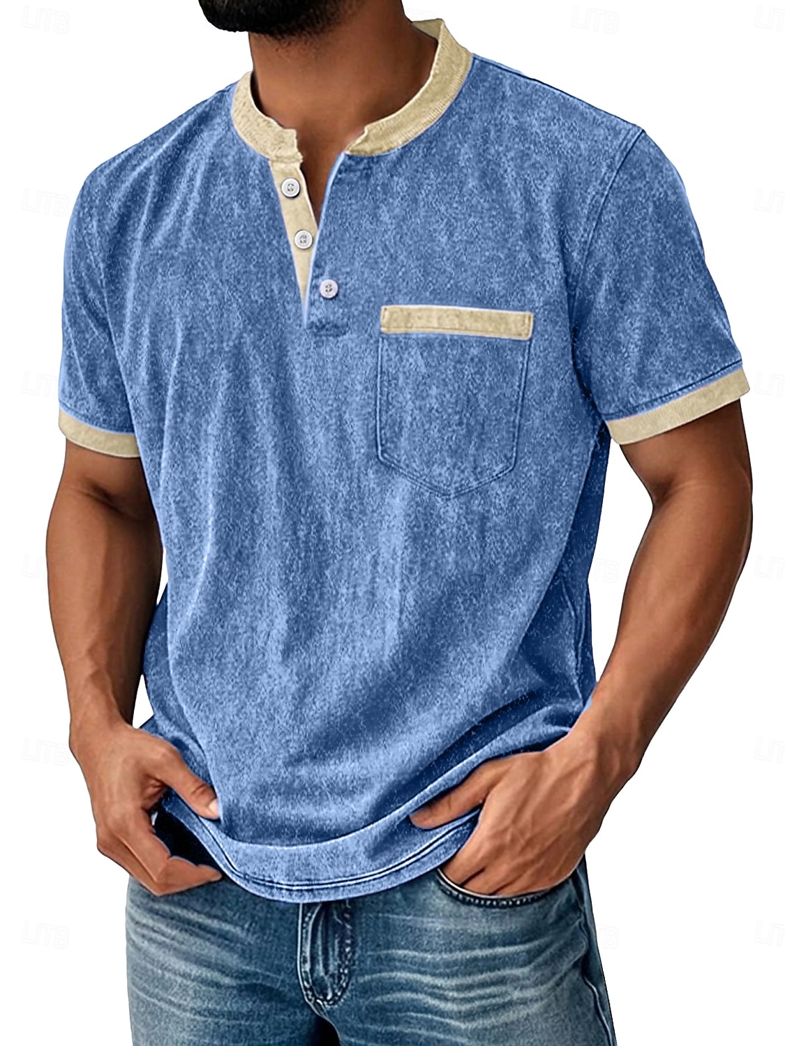 Herr Henleytröja Tvätta skjorta i 100 % bomull T-shirt T-shirt Kortärmad Enfärgat Retro / vintage Ledigt Vintagestil Färgblock Tvättad Henley Ledigt Vår & sommar Sommar Vår Blå Svart Marinblå Henley 2026 - $30.99 –P9