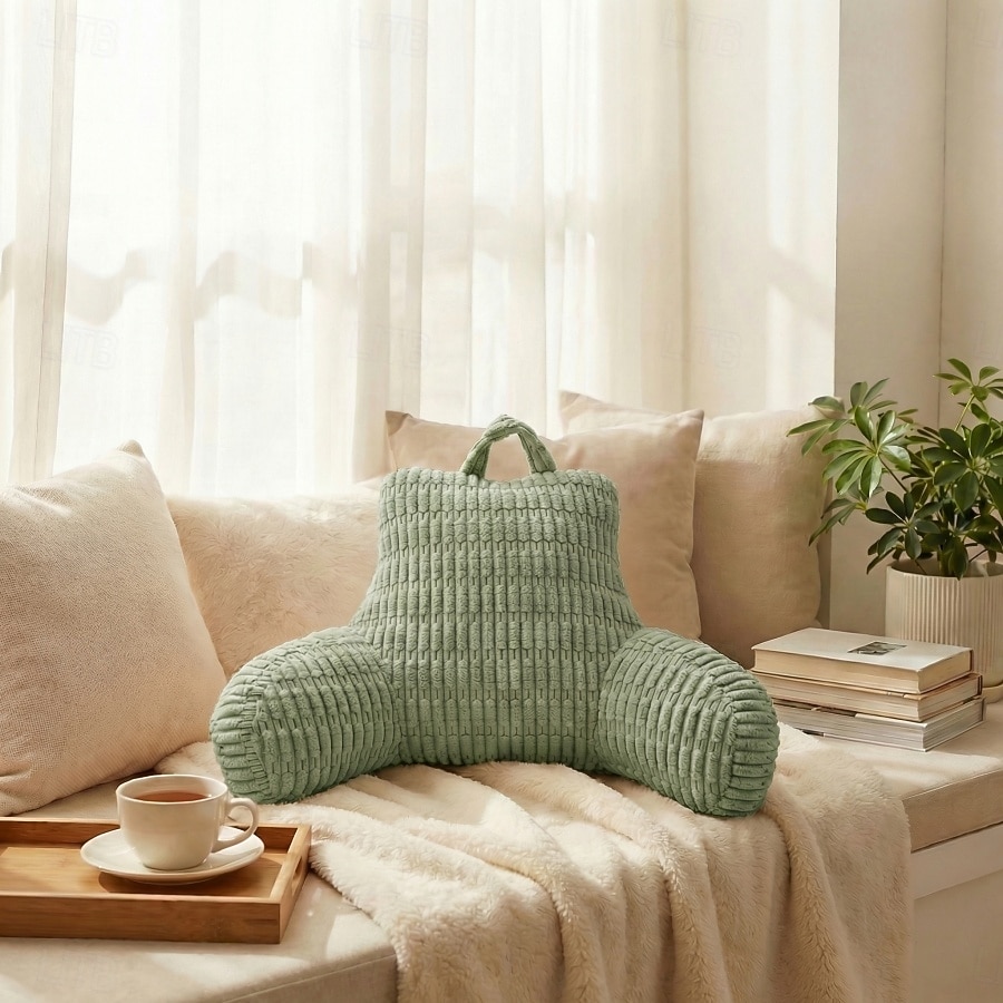 Pernă ergonomică de citit cu cotieră, pernă mare cu suport lombar din fleece pentru spătarul patului, pentru canapea extensibilă, citit la birou &vizionarea televizorului 2026 - $91.99 –P13