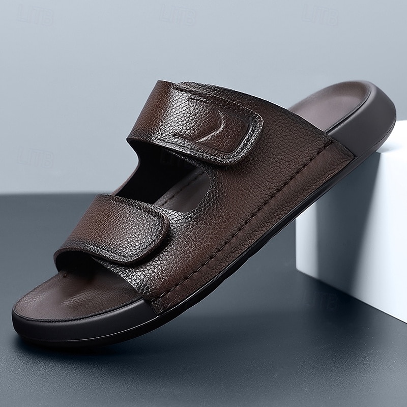 Sandali da uomo marroni, con cinturino regolabile e punta aperta, scarpe casual, comodi sandali estivi per spiaggia, piscina, resort e uso quotidiano. del 2026 a $42.99 –P1