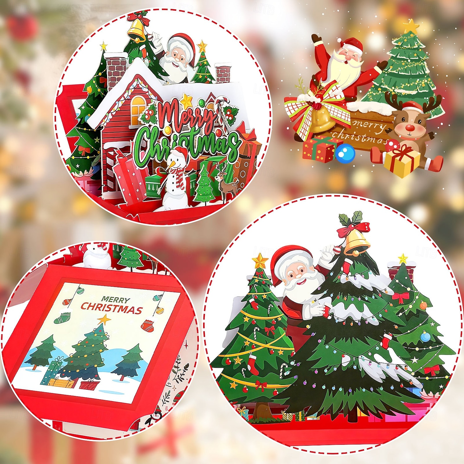 3D-Pop-up-Weihnachtskarte in einer Schachtel, Weihnachtsmann &Weihnachtskarte mit Schneemanndorf, einzigartiges handgefertigtes Geschenk für Kinder, Freunde und Familie, festliche Tischdekoration mit 2026 - $9.99 –P7