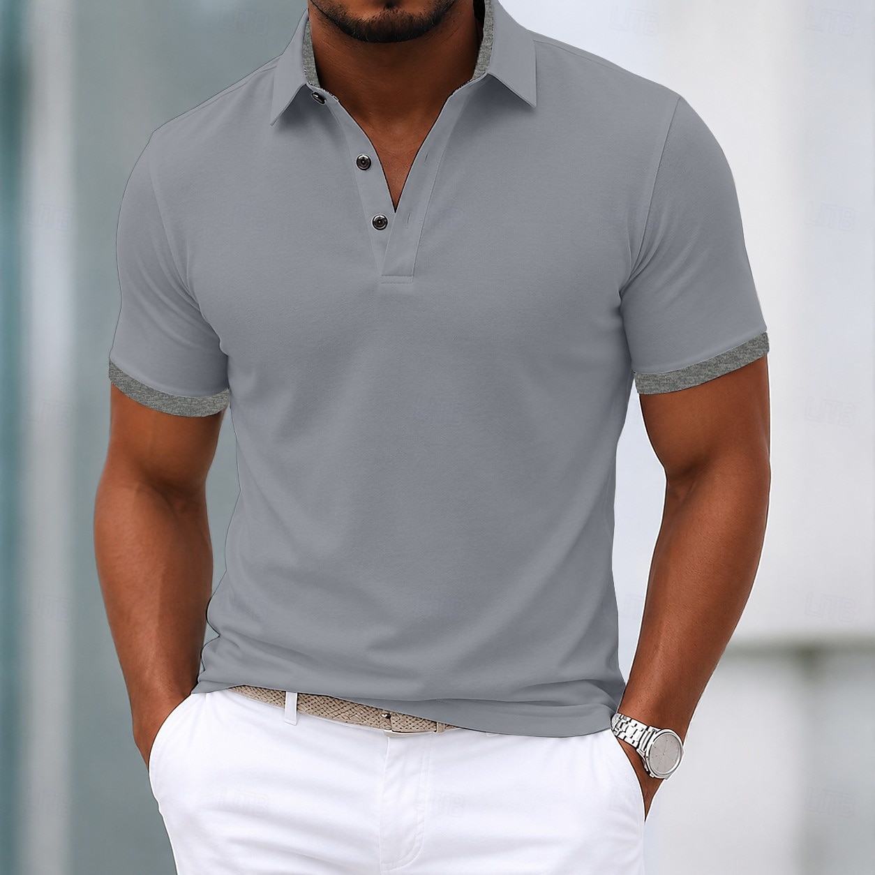 Herren 100% Baumwolle Poloshirts Lässig Urlaub Revers Kurzarm Modern Bequem Einfach Farbblock Knöpfe Sommer Frühling Blau Weiß Gelb Rote Grau 100% Baumwolle 2026 - $26.99 –P3