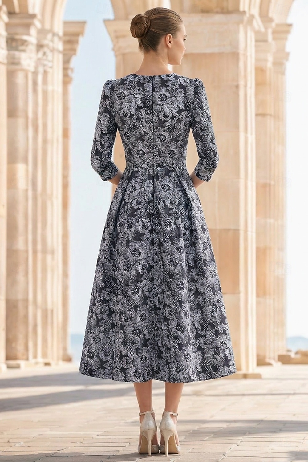 A-Line Ankle Length Floral Dress Cocktail Dresses Party Dresses Elegant Vintage Half Sleeve V Neck Wedding Guest Church Jacquard with Bow(s) 2026 - $183.99 –P5