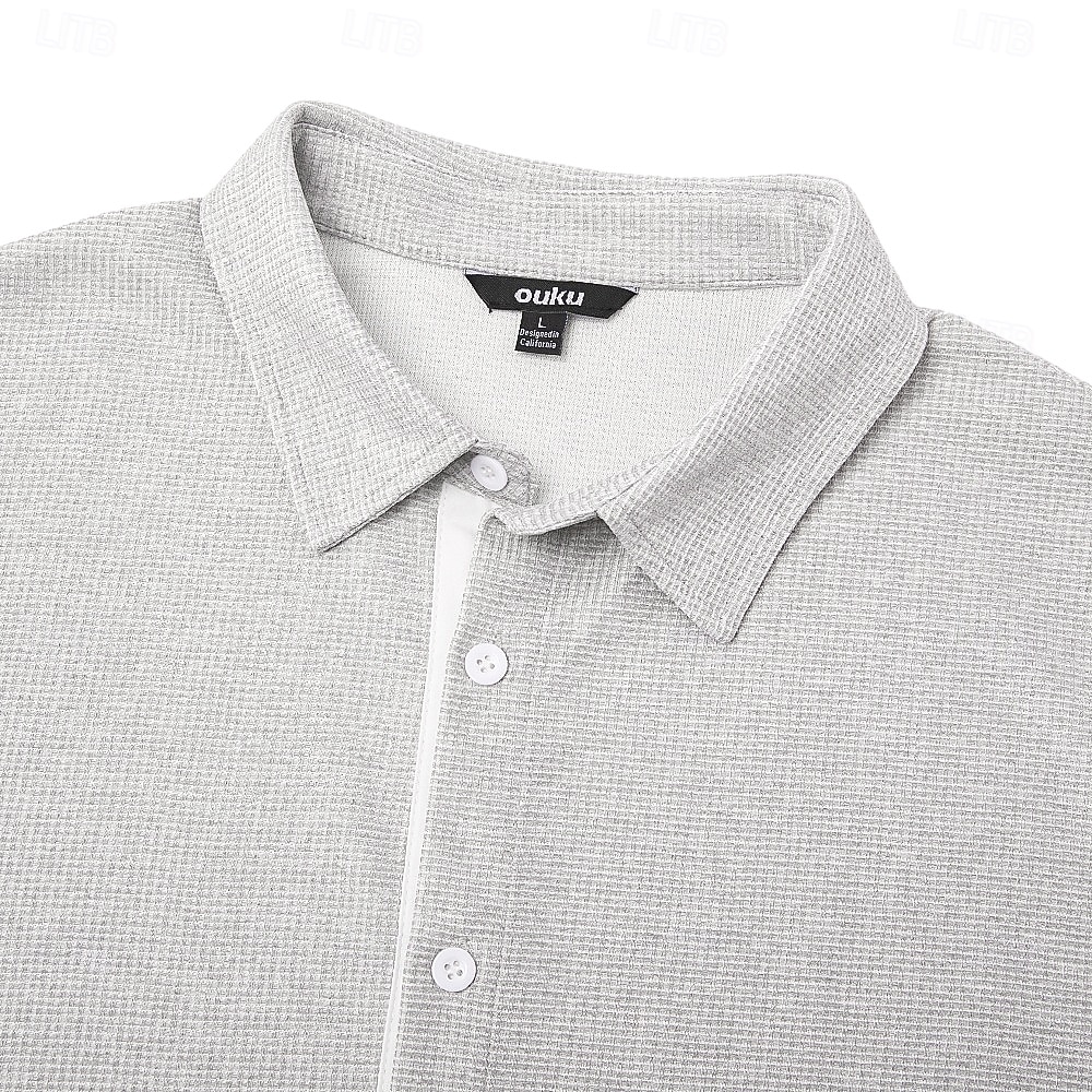 Per uomo Camicia Camicia a nido d'ape Camicia casual Camicia con colletto alla coreana Camicia con Bottoni Rosa Azzurro cielo Grigio Manica Lunga Semplice Collo alla coreana Casuale Quotidiano del 2026 a $32.99 –P6