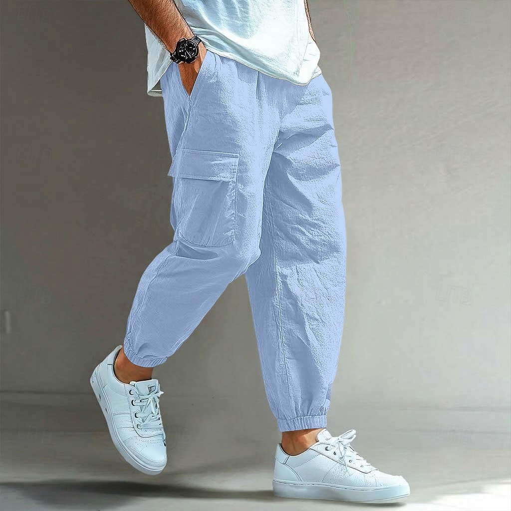 Voor heren Cargohosen Linnen broek Broek Korte broek Zomerbroek Trekkoord Meerdere zakken Elastisch manchet Effen Comfort Ademend Volledige lengte Casual Dagelijks Feestdagen Vakantie Modieus blauw 2026 - $25.99 –P12
