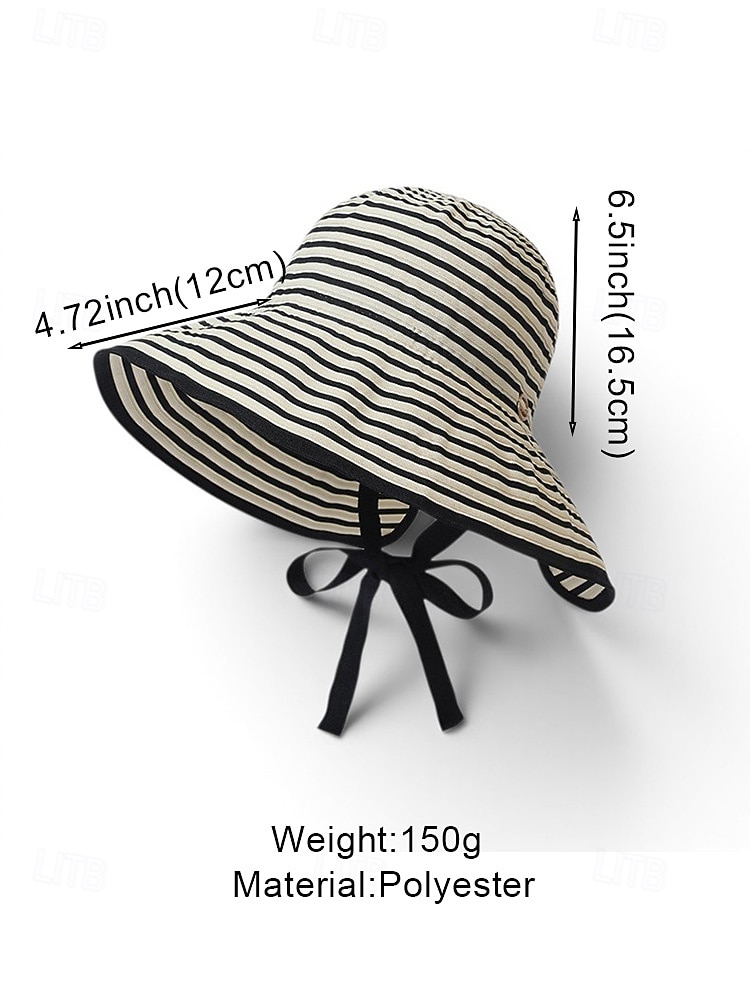 Women's Striped Foldable Sun Hat, Wide Brim Polyester Beach Hat for Women, Packable Summer Travel Vacation Cap, Elegant UV Protection Hat 2026 - $11.99 –P10