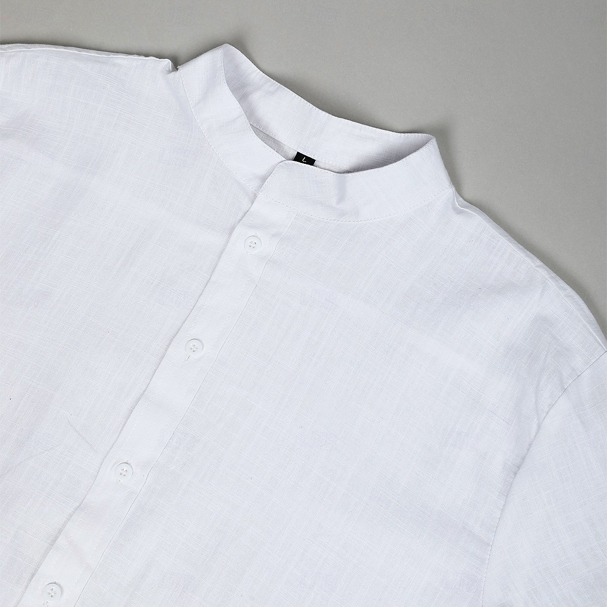 Men Shirt Linen Shirt Summer Shirt Band Collar Shirt Button Up Shirt Plain Casual Daily Black+White+Gray Black+Blue+Gray White+Gray+Blue Orange+Gray+Black Short Sleeve Stand Collar Summer Clothing 2026 - $45.99 –P5