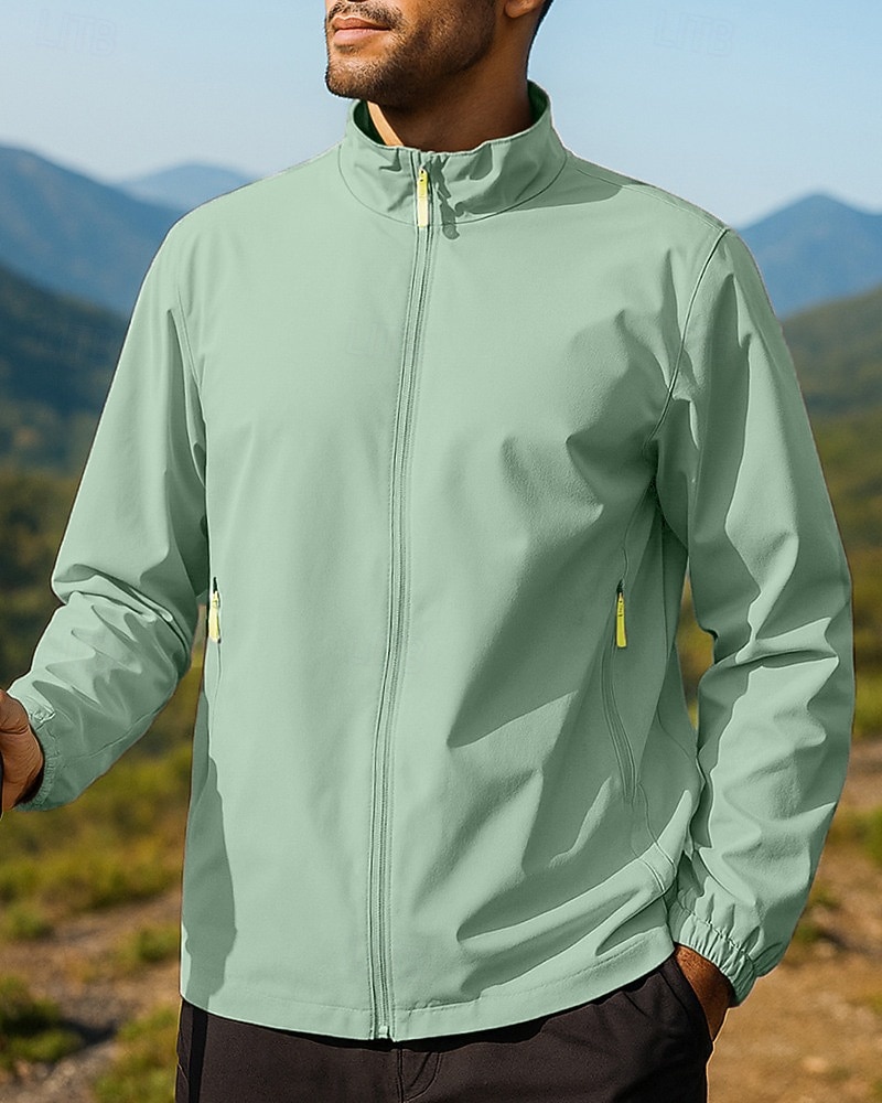 Herre Vindtett jakke Softshell jakke Turjakke Utendørs Vanntett Vindtett Turantrekk Turklær Vår Høst Topper Camping / fotturer / grotting Løp Svart Hvit Gul 2026 - $31.99 –P1