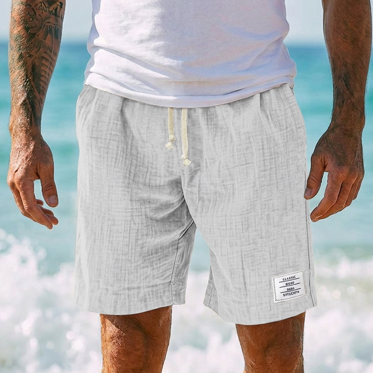 Hombre Pantalón corto Pantalones cortos de verano Pantalones cortos de playa Pantalones cortos casuales Correa Cintura elástica Color sólido Con Texturas Comodidad Longitud de la rodilla Diario 2026 - $25.99 –P14