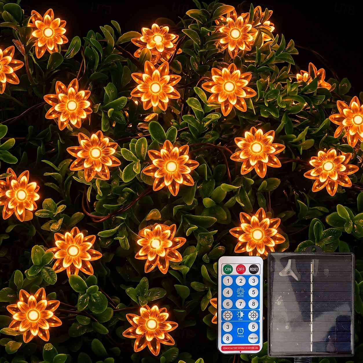 12m Lichterketten 100 LEDs Solarmodul Warmweiß Kaltweiß Rot Kreative Lichterketten Festtagslichter Halloween Innenbereich Kreativ USB-betrieben Solarbetrieben 2026 - $32.99 –P7