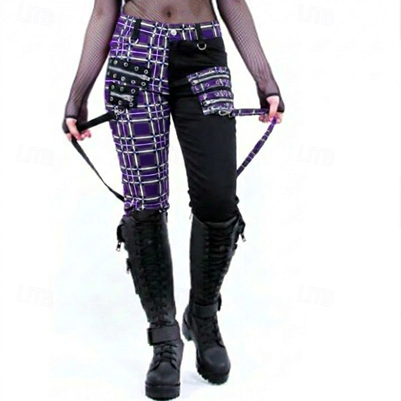 Góticas Punk e gótico Steampunk Comprimento Longo Calças Baile de Máscara Normal Drogador da praga Tamanhos Grandes Xadrez Quadrados Fantasia Mulheres Dia Das Bruxas Carnaval Baile de Máscaras dia de 2026 por $39.99 –P5