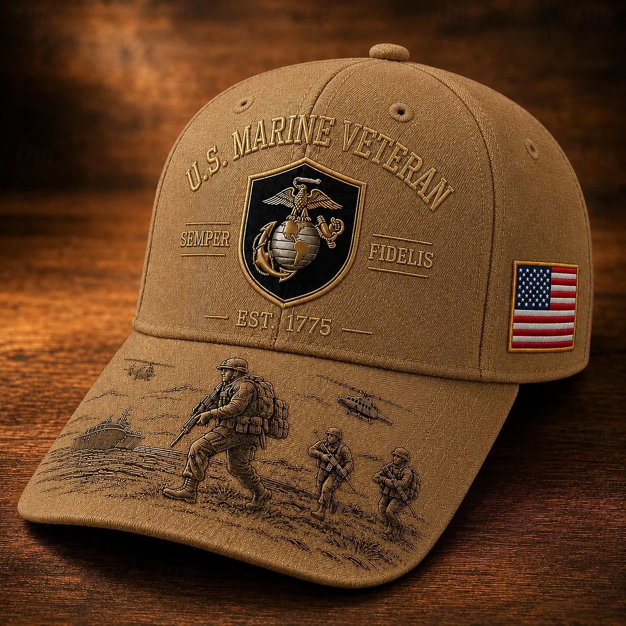 Cappellino da baseball per veterani dei Marines statunitensi, cappello militare ricamato con toppa della bandiera americana, cappellino trucker patriottico regolabile per veterani, per tutti i giorni, del 2026 a $22.99 –P4