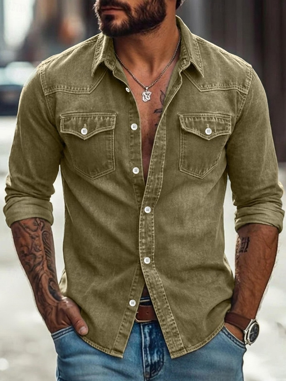 camicia da uomo softfade™ camicia casual camicia da lavoro camicia western camicia con bottoni capo tinto blu nero rosso verde manica lunga camicia semplice colletto casual quotidiano tasca frontale abbigliamento cotone del 2026 a $32.99 –P5