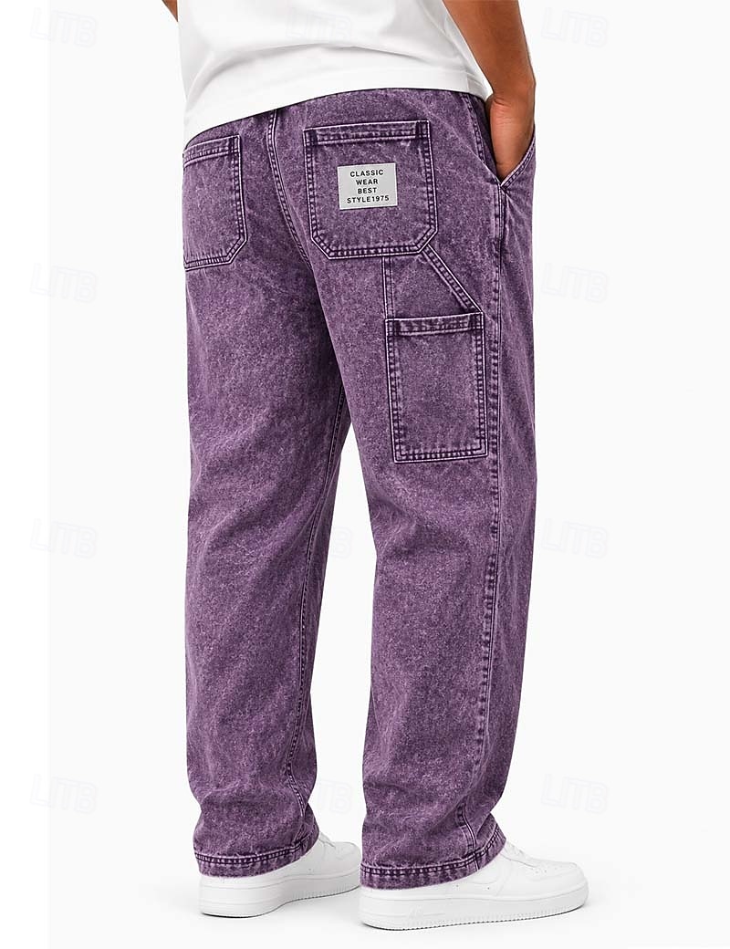 Bărbați Pantaloni Pantaloni de lucru Pantaloni casual Pantaloni din denim Pantaloni de spălat cu acid Buzunar Talie elastică Picior drept Simplu Confort Lungime totală Casual Zilnic În aer liber Mod 2026 - $39.99 –P4