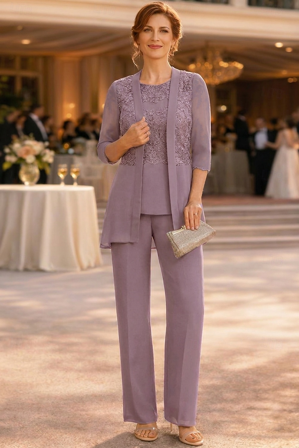 Pantsuit Ankle Length Mother of the Bride Dress Half Sleeve Crew Neck Elegant Vintage Formal Wedding Guest with Solid Color 2026 - $183.99 –P6