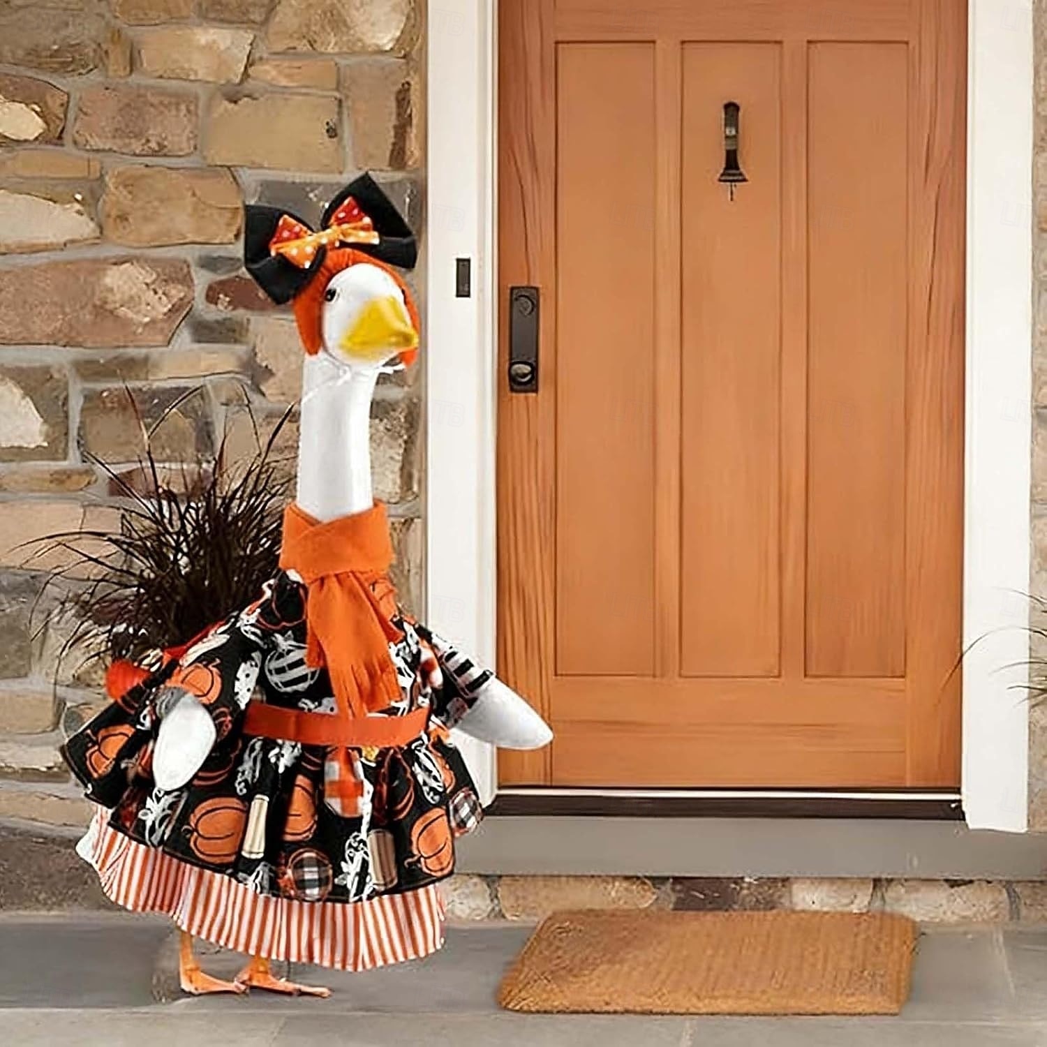 Set costum de gâscă de verandă de Halloween, fustă de dovleac de Ziua Recunoștinței, bandă de susținere, eșarfă și curea (se potrivește unei statui de gâscă de gazon de 23 de inci) 2026 - $29.99 –P5
