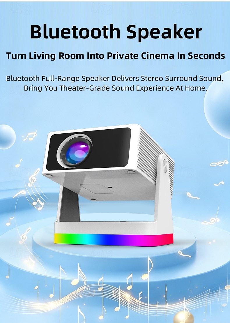 Smart Projector with Auto Focus & Auto Keystone, 720P Native Portable Movie Projector with RGB Ambient Light, Bluetooth Speaker, WiFi Screen Casting, 180° Rotatable Home Theater Projector 2026 - $127.99 –P8