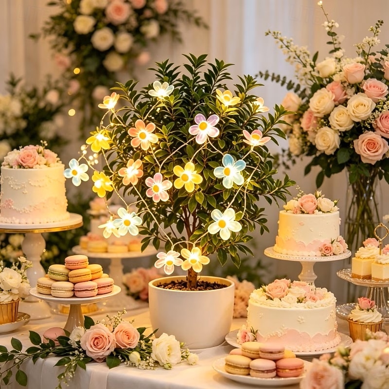 Luzes de fada românticas em forma de flor de cerejeira, 2m, 20 LEDs, estilo rústico, para decoração de interiores, ideal para casamentos, aniversários, festas, quartos, salas de estar, varandas e de 2026 por $12.99 –P6