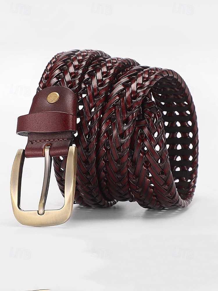 Handgemaakte gevlochten leren herenriem, verstelbare taille, geweven riem van echt leer, geschikt voor casual gelegenheden, zakenreizen en vakanties, in zwart, bruin of koffiekleur. 2026 - $18.99 –P6