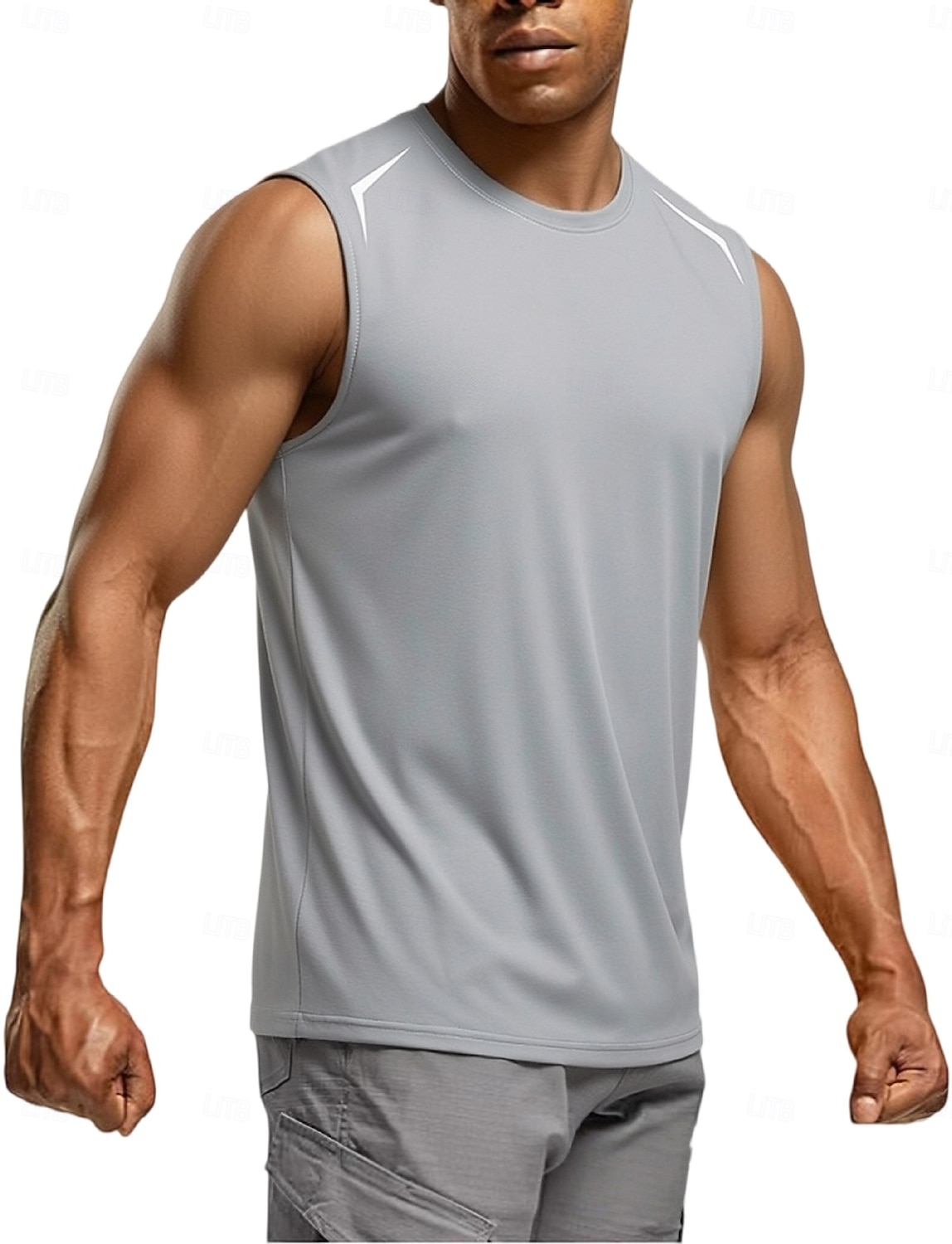 Men's Racer Back Tank Top Sleeveless Crew Neck Summer Solid Color Sports Soak Off Reflective Strip Minimalist Casual Silver Light Khaki Black Top Tee for Men 2026 - $19.99 –P11