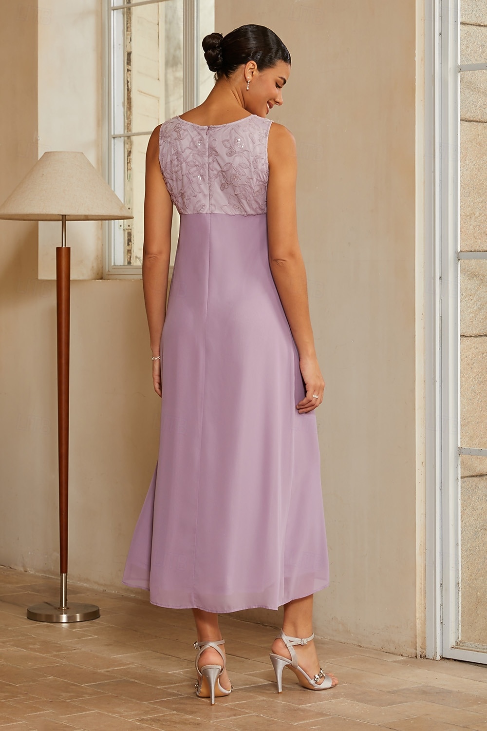Femmes Ligne A Ensembles de robes 2 pièces avec veste Robe de Cocktail Robe d'invité de mariage Longueur thé Col Rond Sans manches Manche 3/4 Élégant Quotidien Semi-Formel avec Chiffon Maille florale de 2026 ? $149.99 –P5