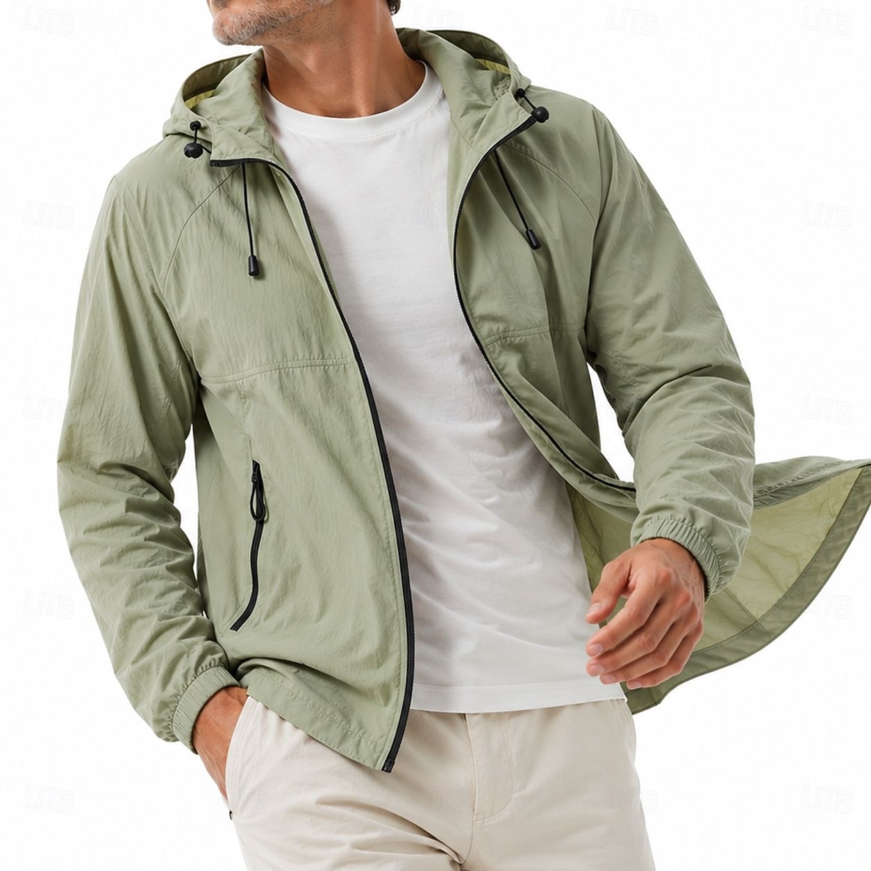 Hommes Veste Légère Occasionnel Protection solaire Protection UV À capuche Printemps & Été Printemps Sports & Plein air Décontracté Quotidien À capuche Régulier Vert Sauge Beige Veste de 2026 ? $58.99 –P7