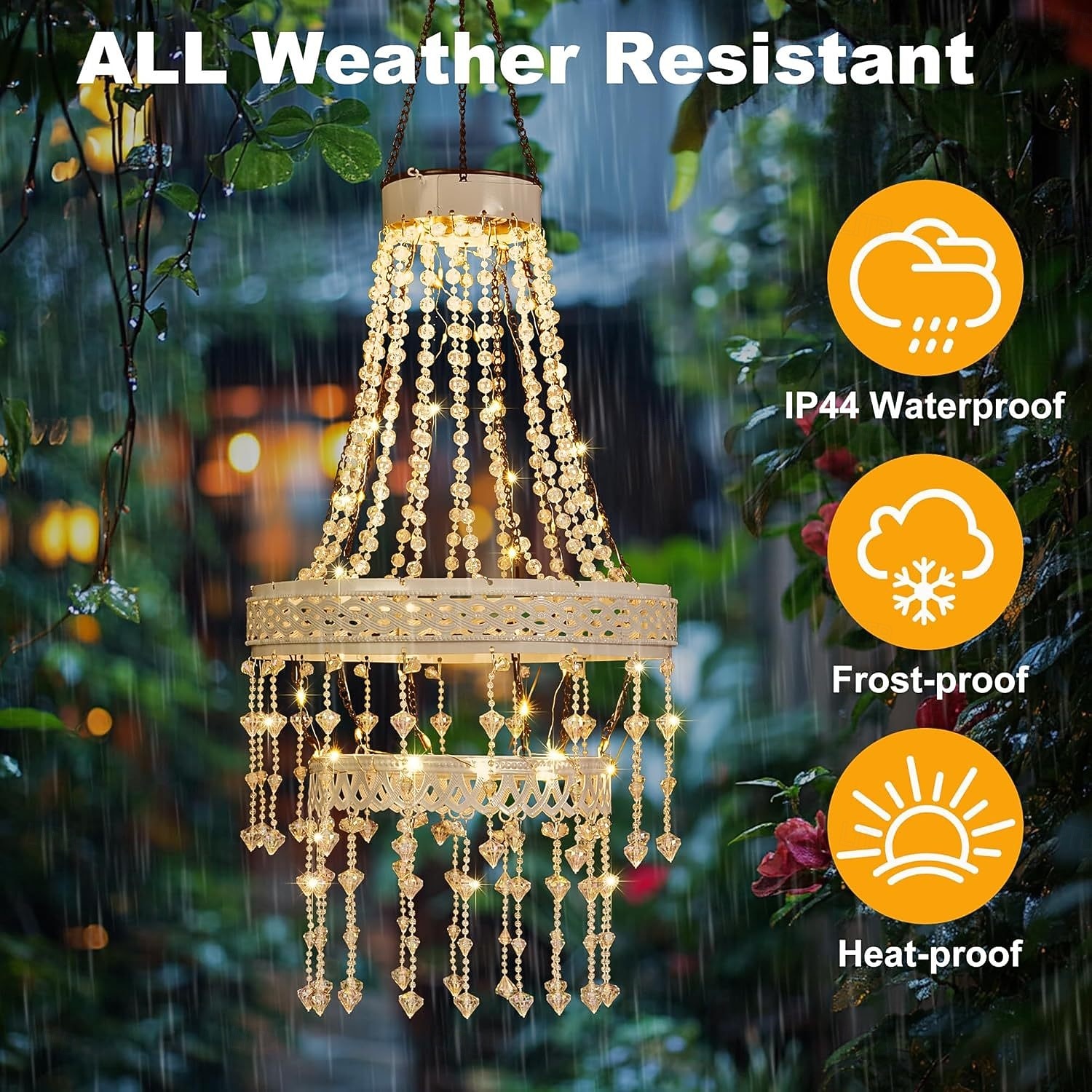 Solar Hanging Crystal Chandelier Outdoor, Boho Farmhouse Solar Garden Light, Waterproof Acrylic Crystal Pendant Lantern for Patio, Yard, Porch, Balcony, Tree, Wedding, Party & Holiday Decor 2026 - $62.99 –P3