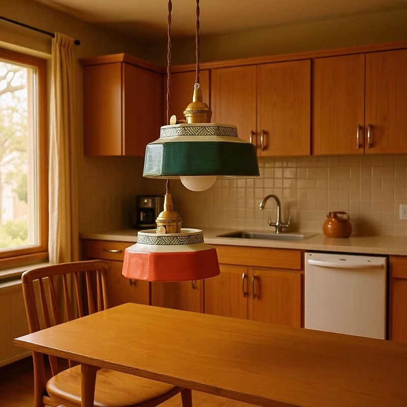 Mała lampa wisząca z zielonego szkła, niebiesko-białej porcelany, czerwona ceramiczna lampa wisząca, nowoczesna lampa nordycka do jadalni, sypialni, kuchni, wyspy, domu wiejskiego, kawiarni 2026 - $156.99 –P5
