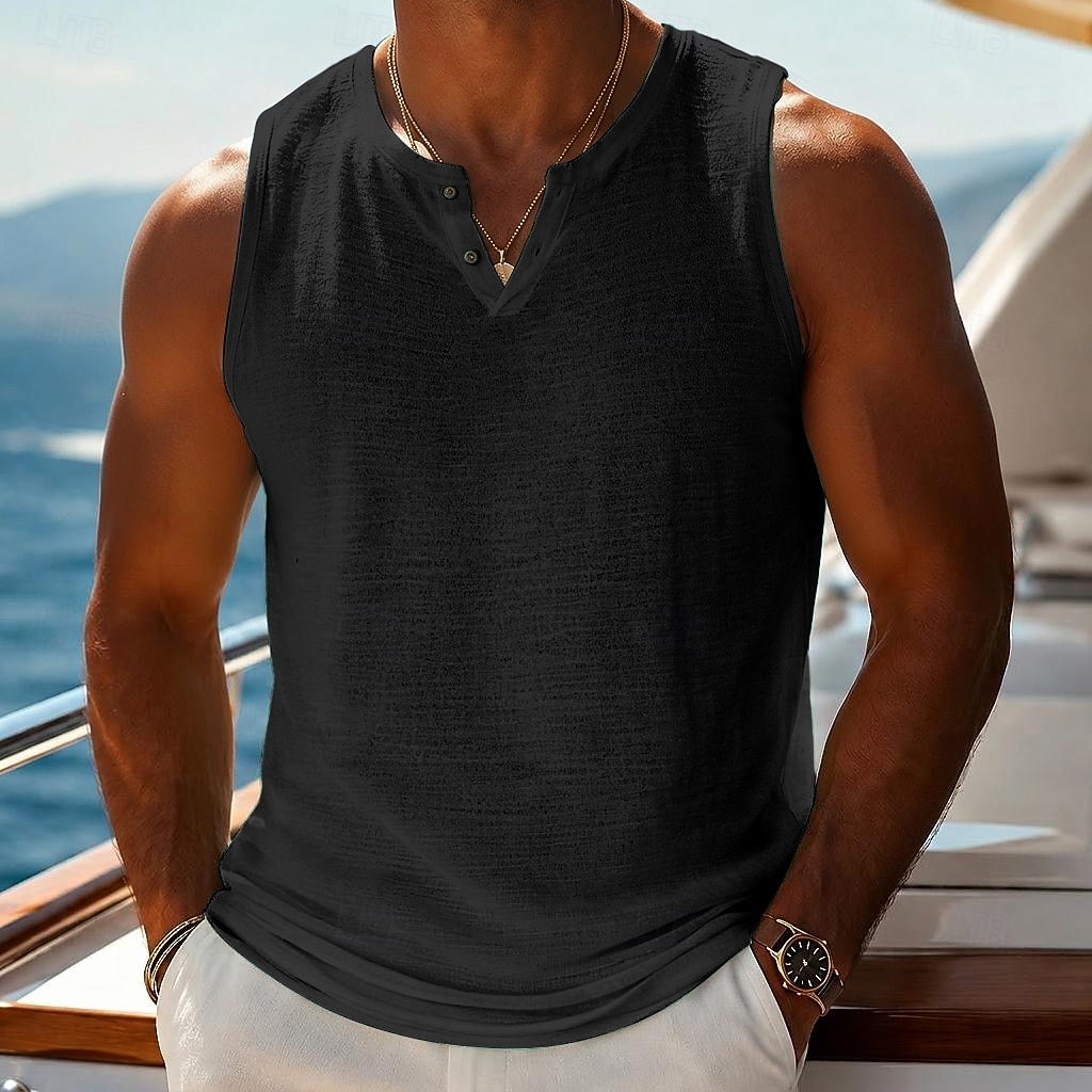 Herren Ärmelloses Shirt Unterhemd Ärmellos V Ausschnitt Sommer Einfach Mode Basic Lässig Schlank Weich Rein Lässig Strand Urlaub Schwarz Purpur Grün Top T-Shirt für Herren 2026 - $17.99 –P4