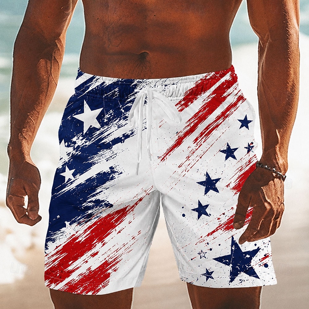 2026 250º Calções de Banho Masculinos com Bandeira Americana Trajes de Banho Shorts de Natação Board Shorts Cintura Média Patrióticos Diários Festival ao Ar Livre Bolsos Laterais Forro de Malha de 2026 por $20.99 –P4