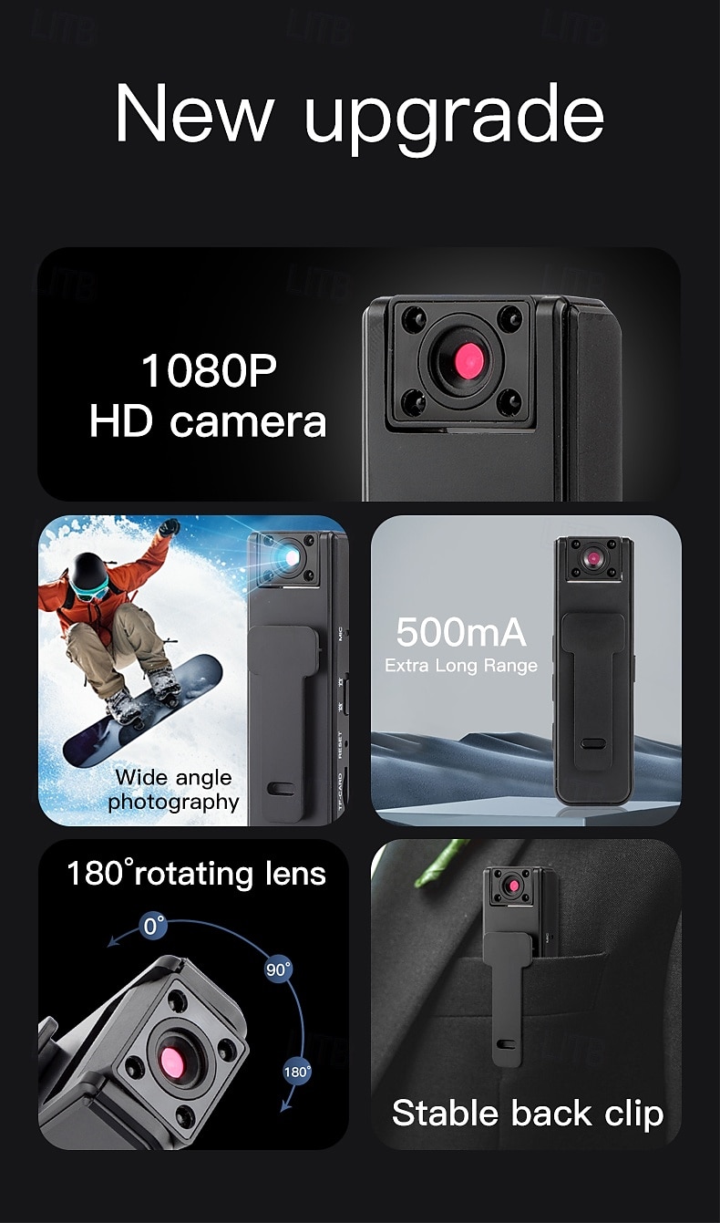 1080p HD-bodycamera met infrarood nachtzicht, mini draagbare clip-on beveiligingscamera voor thuis, kantoor en buiten, draagbare videorecorder met sportstabilisatie en activering met één druk op de 2026 - $28.99 –P6