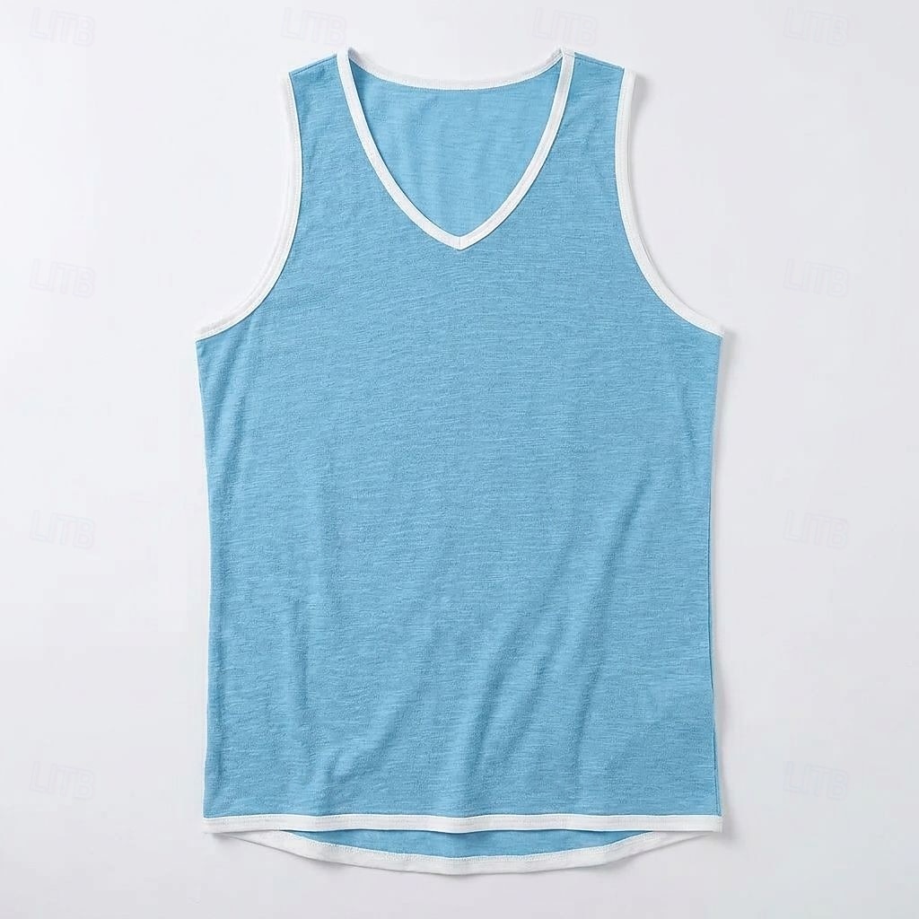 Per uomo Maglietta di cotone Maglietta senza maniche Senza Maniche Scollo a V Estate Semplice Moda Essenziale Casual Snello Morbido Casuale Spiaggia Vacanza Bianco Nero Blu Maglietta Top per Uomo del 2026 a $14.99 –P3