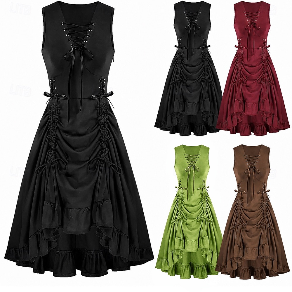Punk & Gotico Rinascimento Steampunk Vestito Strega Ragazza gotica Tinta unica Costume Per donna Fantasia Stile Steampunk Notte di Valpurga Halloween Carnevale Mascherata Casual Quotidiano Adulti del 2026 a $38.99 –P1