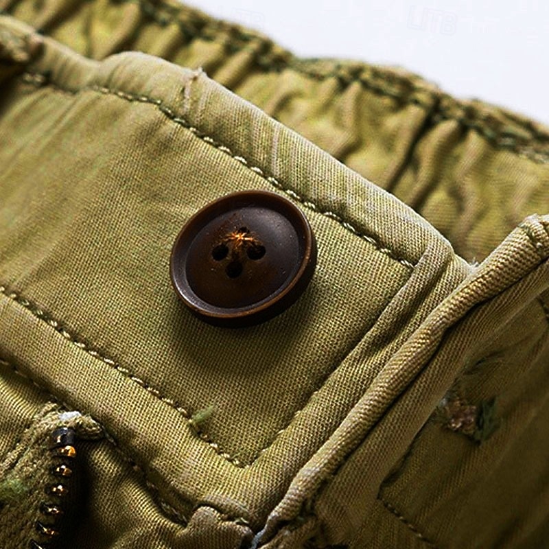 Men's Cargo Shorts Shorts Summer Shorts Drawstring Elastic Waist Multi Pocket Solid Color Plain Comfort Wearable Short Casual Daily Outdoor Fashion Casual Khaki Black Inelastic 2026 - $37.99 –P13